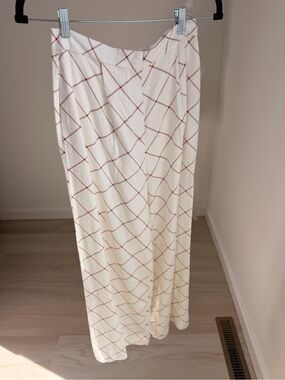 ASOS Cream Grid Pattern Wide Leg Pants Size 4